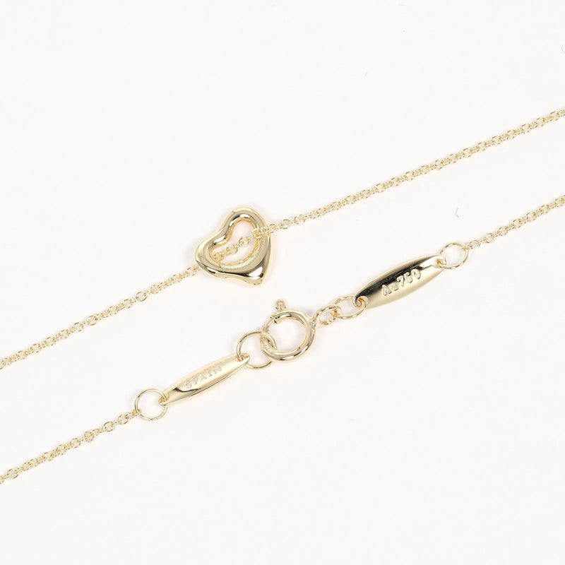 [Tiffany & co.]TIFFANY&Co. Open heart 7mm Necklace 18KYellow Gold about 1.69G Open Heart 0.3 "Ladies A+Rank