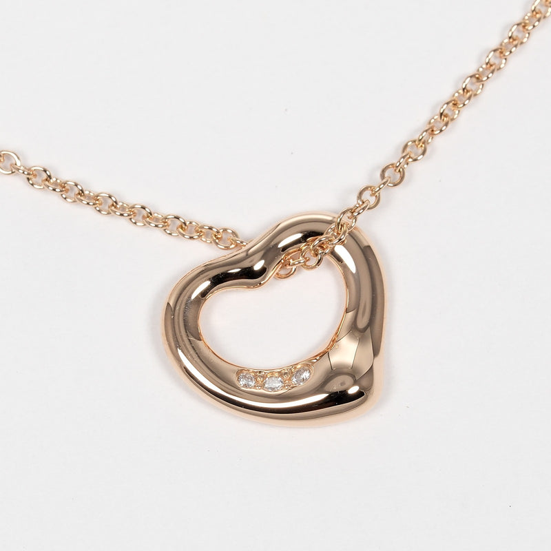 【TIFFANY&Co.】ティファニー
 オープンハート 11mm ネックレス
 K18ピンクゴールド×3P ダイヤモンド ハート 約2.91g Open Heart 0.4" レディースA+ランク