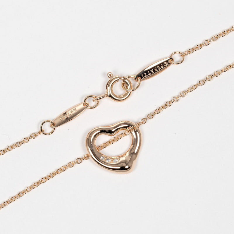 【TIFFANY&Co.】ティファニー
 オープンハート 11mm ネックレス
 K18ピンクゴールド×3P ダイヤモンド ハート 約2.91g Open Heart 0.4" レディースA+ランク