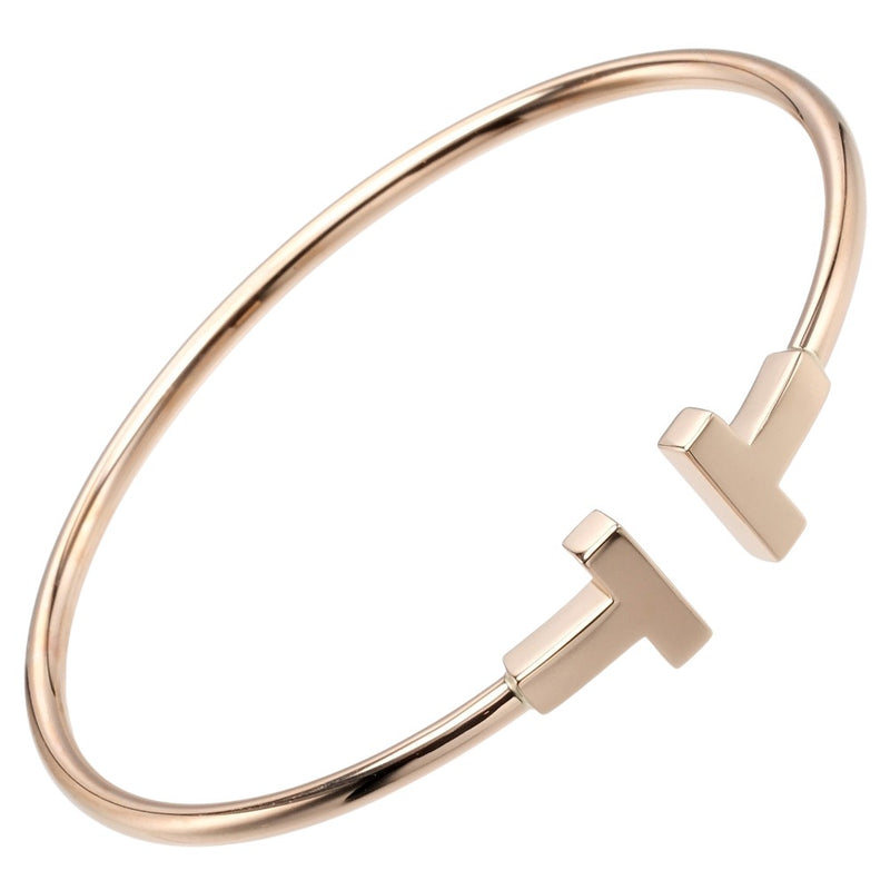 [Tiffany & co.] Tiffany 
 T cable de brazalete pequeño 
 15 cm K18 Pink Gold aproximadamente 8.44g t alambre pequeños damas a+rango