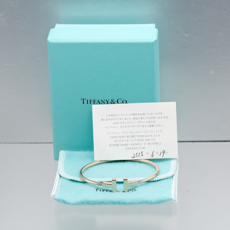 [Tiffany & Co.] Tiffany 
 T 와이어 작은 팔찌 
 15cm K18 핑크 골드 약 8.44g T 와이어 소형 숙녀 A+Rank