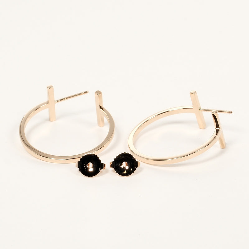 TIFFANY&Co.】ティファニー Tフープ ミディアム ピアス K18ピンク
