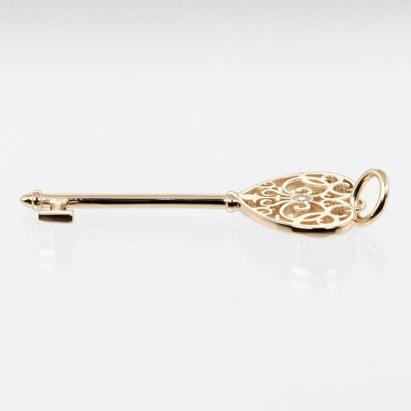 [Tiffany＆Co。]蒂法尼 
 附魔心钥匙吊坠上衣 
 K18粉红色金X钻石大约3.43克结界的心钥匙女士A+等级