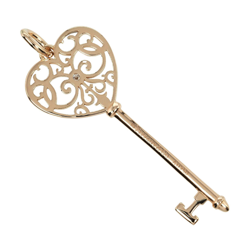 [Tiffany & co.] Tiffany 
 Encogedor de llave de corazón encantador 
 K18 Pink Gold x Diamond aproximadamente 3.43g Enchantment Heart Key Ladies A+Rank