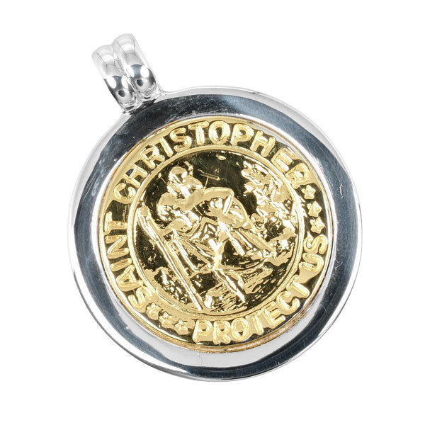 [Tiffany＆Co。]蒂法尼 
 圣克里斯托弗硬币吊坠上衣 
 银925 x K18黄金大约10.5克圣克里斯托弗·币女士A级