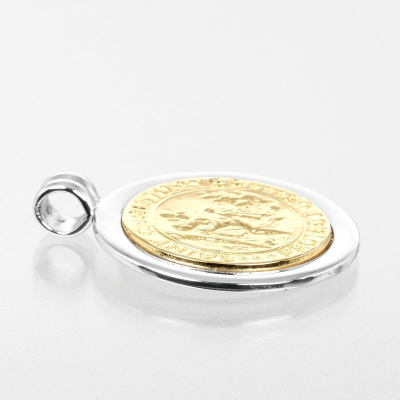 [Tiffany＆Co。]蒂法尼 
 圣克里斯托弗硬币吊坠上衣 
 银925 x K18黄金大约10.5克圣克里斯托弗·币女士A级