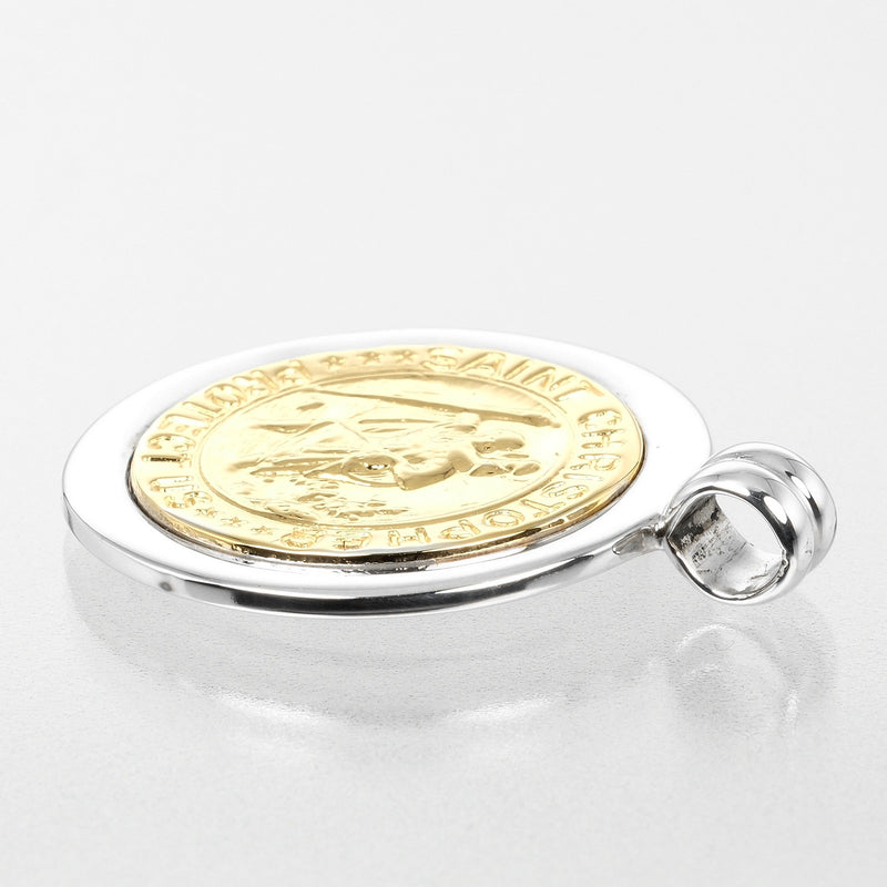 [Tiffany & co.] Tiffany 
 Costilla de monedas de San Cristóbal 
 Plata 925 x K18 Oro amarillo aproximadamente 10.5g Saint Christopher Coin Damas A-Rank