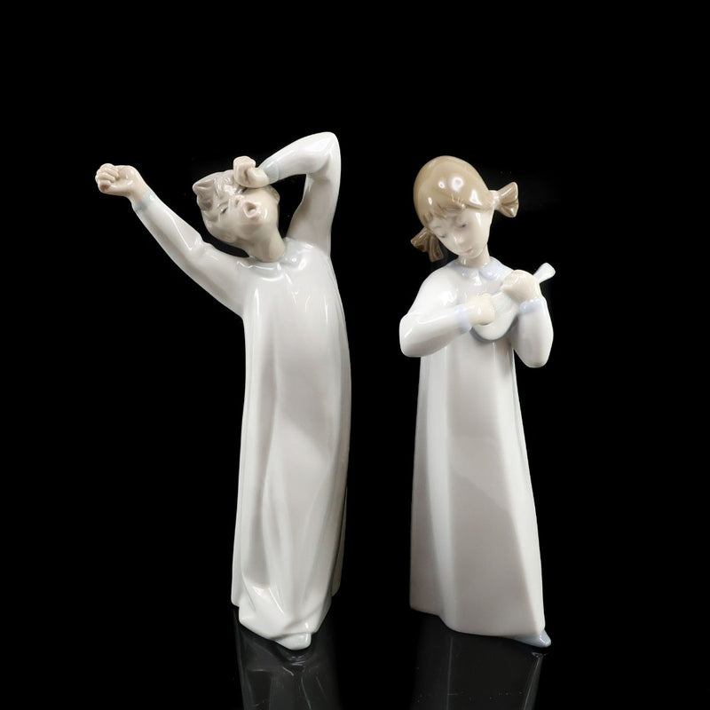 【Lladro】リヤドロ 4870 目覚めた少年 / 4871 パジャマパーティー 2点まとめて 置物 オブジェ