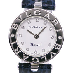 [bvlgari]保加利 
 B-Zero1观看 
 beezero一个12p钻石BZ22S不锈钢X浮雕皮革石英模拟显示白色表盘B-Zero1女士