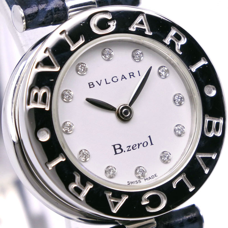 [BVLGARI] BULGARI B-ZERO1观看Beezero一个12p Diamond BZ22S不锈钢X浮雕皮革石英模拟显示白色拨号b-Zero1女士