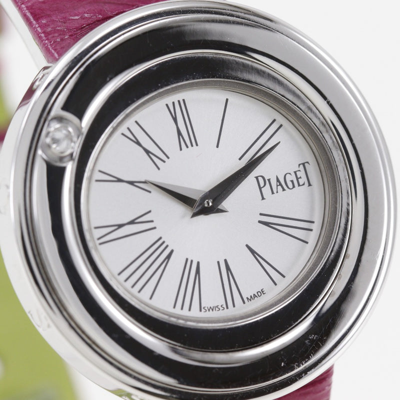 【PIAGET】ピアジェ
 ポセション 腕時計
 1Pダイヤ P10402 K18ホワイトゴールド×クロコダイル クオーツ アナログ表示 シルバー文字盤 possession レディースAランク
