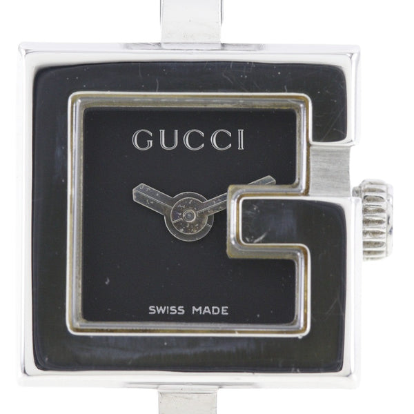 【GUCCI】グッチ
 Gミニ  腕時計
 102 ステンレススチール クオーツ アナログ表示 黒文字盤 G mini レディース