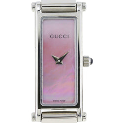[Gucci] Gucci 
 mirar 
 1500L Display analógica de cuarzo de acero inoxidable damas de marcación rosa