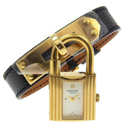 [HERMES] Hermes 
 Kelly Watch Watch 
 Gold plating x lizard gold ○ Z engraved quartz analog display white dial Kelly Watch Ladies A rank