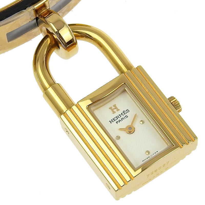 [HERMES] Hermes 
 Kelly Watch Watch 
 Gold plating x lizard gold ○ Z engraved quartz analog display white dial Kelly Watch Ladies A rank