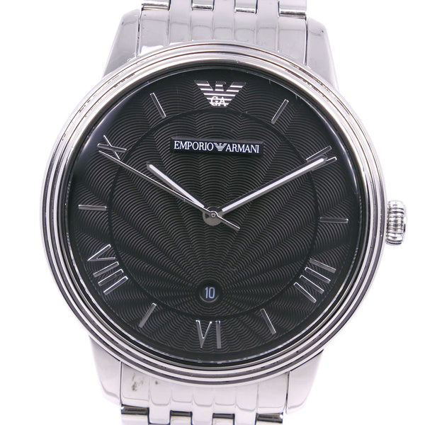 [Armani] Emporio Armani Regardez AR-1614 Quartz en acier inoxydable Charge analogique Cadran moque de cadran noir