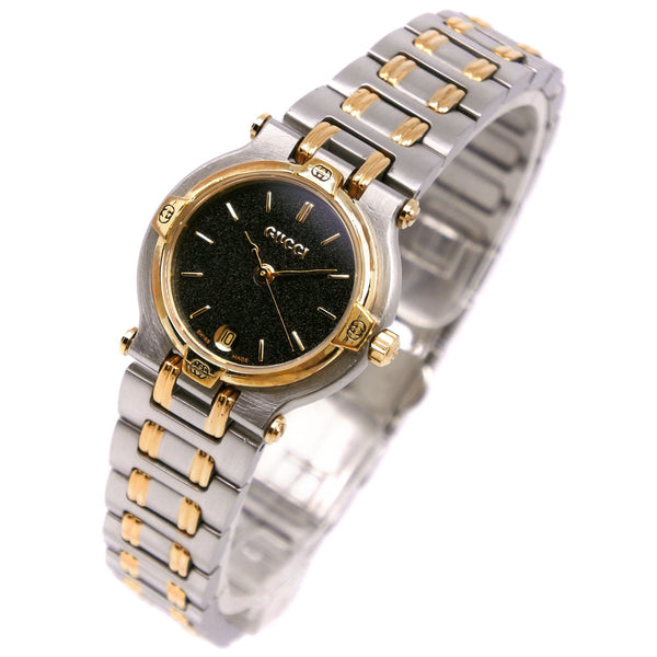 [GUCCI] Gucci 
 watch 
 9000L Stainless Steel×Plated Gold Gold Quartz Analog display black dial ladies