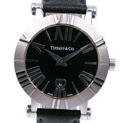 [Tiffany & co.]TIFFANY&Co. Atlas watch Stainless Steel× Leather Quartz Analog display Black Dial ATLAS Ladies A-Rank