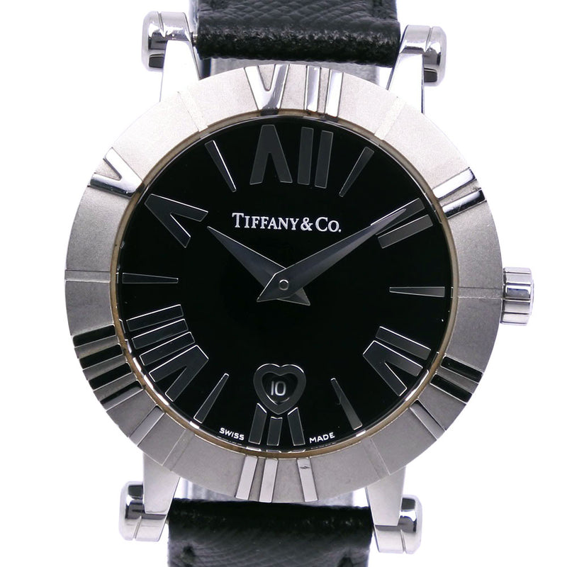 [Tiffany & co.]TIFFANY&Co.
 Atlas watch 
 Stainless Steel× Leather Quartz Analog display Black Dial ATLAS Ladies A-Rank