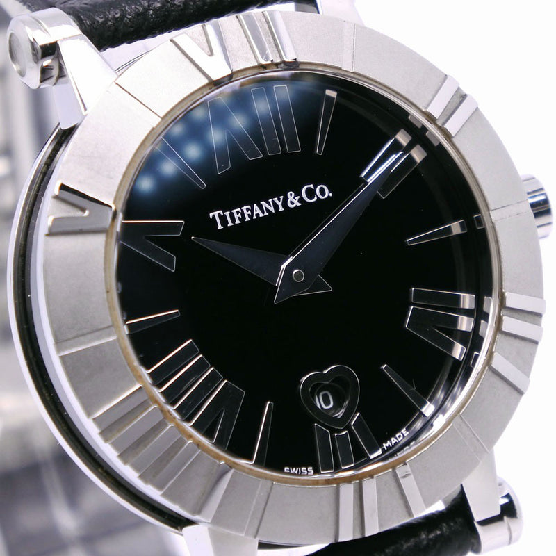 [Tiffany & co.]TIFFANY&Co.
 Atlas watch 
 Stainless Steel× Leather Quartz Analog display Black Dial ATLAS Ladies A-Rank