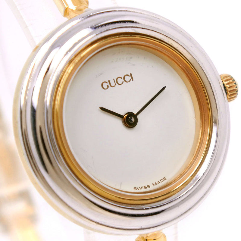 [GUCCI] Gucci 
 changeBezel watch 
 11/12.2 Plated Gold Quartz Analog display White dial Change Bezel Ladies