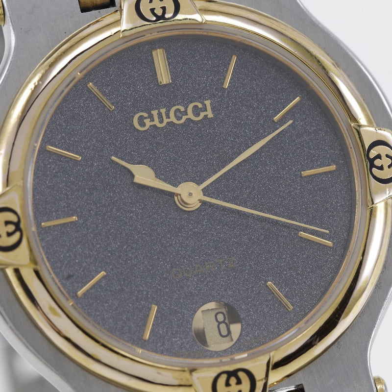 [Gucci] Gucci 
 mirar 
 9000m de acero inoxidable pantalla analógica de gris oscuro.