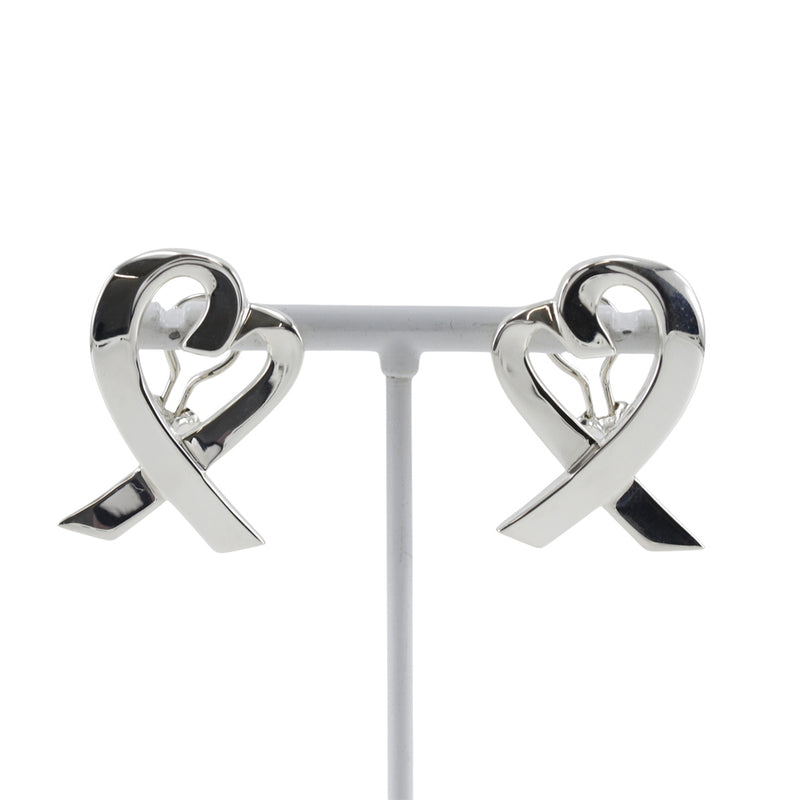 [Tiffany & CO.] Tiffany Rubbing Boucles d'oreilles de coeur Pearlage Picasso Silver 925 Environ 12,4g Love Heart Ladies A Rank