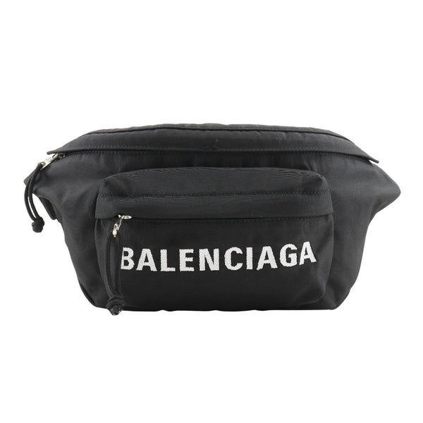 【BALENCIAGA】バレンシアガ
 ウィール ヒップバッグ ボディバッグ
 ロゴ 528862 ナイロンキャンバス 黒 斜め掛け 肩掛け ファスナー Wheel Hip Bag ユニセックスA-ランク