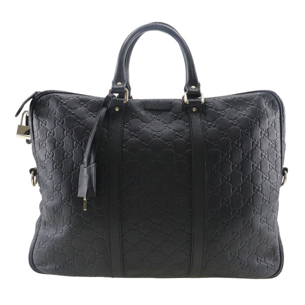 [GUCCI] Gucci GG Business Bag Briefcase 201480 Shima Leather Black Handbag A4 DoubleFastener GG Men