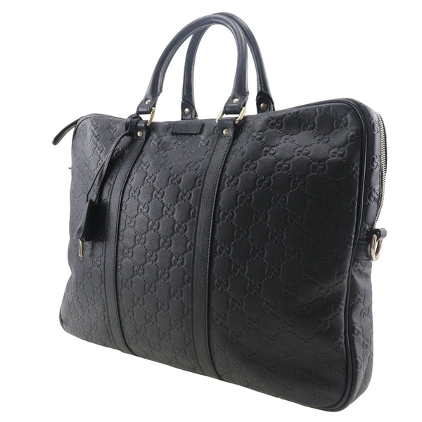 [GUCCI] Gucci GG Business Bag Mordisme 201480 SHIMA CUIR BLACK MAIN A4 Double Zipper GG Men's