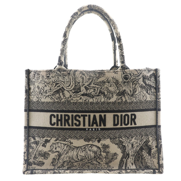 [Dior] Christian Dior 
 Book Tote Moyenne Tote Sac 
 TILE DE JOUI BRODERIE 50-MA-0252 Canvas BEIGE / Black Sac à main A4 Open Book Tote Medium Women's Rank A