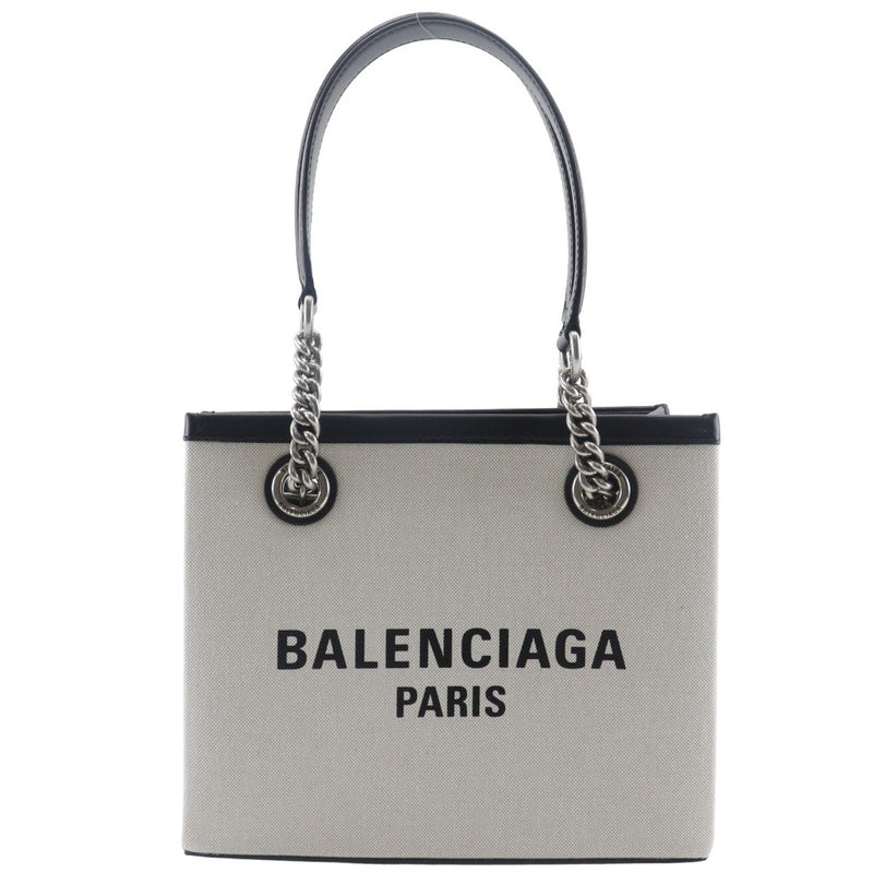 [Balenciaga] Balenciaga Small Tote Tote Bag Bag Logotipo 7599412AAK9260 lienzo de nylon bolso de hombro gris claro abierto