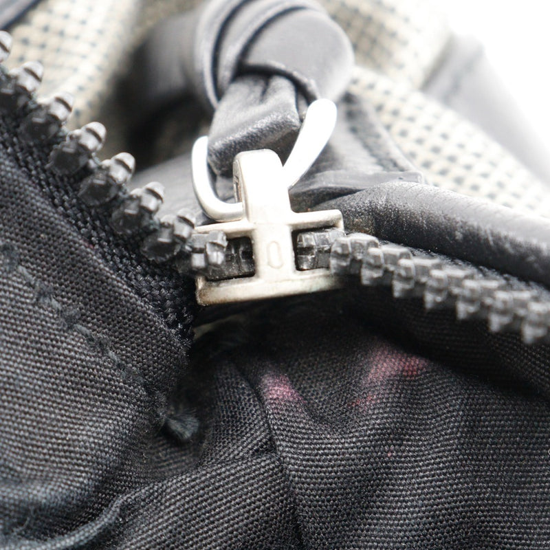 [Bottegaveneta]BOTTEGA VENETA Bolso, lienzo x cuero, gris/negro, bolso de hombro, cremallera doble A5, damas