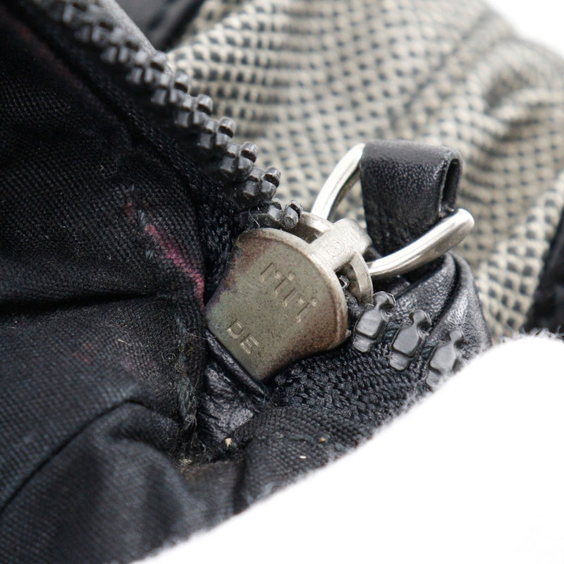 [Bottegaveneta]BOTTEGA VENETA Bolso, lienzo x cuero, gris/negro, bolso de hombro, cremallera doble A5, damas