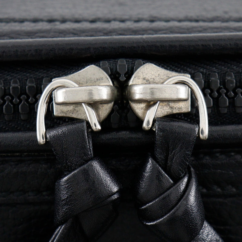 [Bottegaveneta]BOTTEGA VENETA Bolso, lienzo x cuero, gris/negro, bolso de hombro, cremallera doble A5, damas