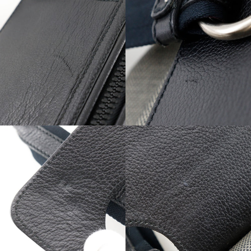 [Bottegaveneta]BOTTEGA VENETA Bolso, lienzo x cuero, gris/negro, bolso de hombro, cremallera doble A5, damas