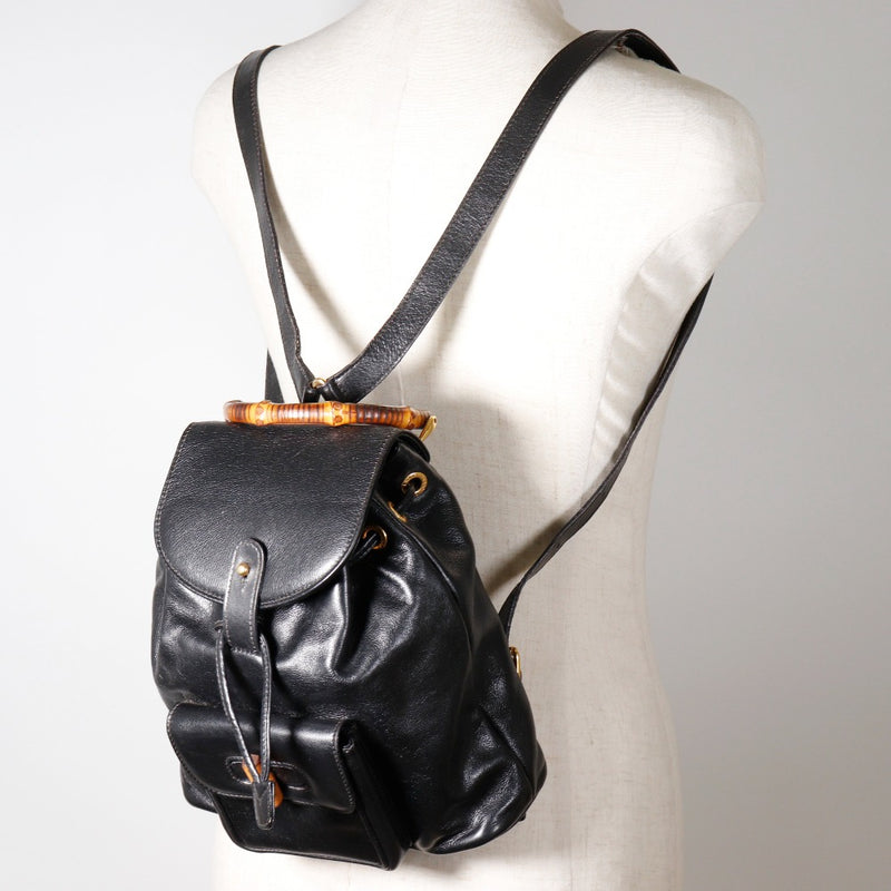 [GUCCI] Gucci 
 Bamboo backpack daypack 
 Leather shoulder handbag 2WAY flap Bamboo Ladies