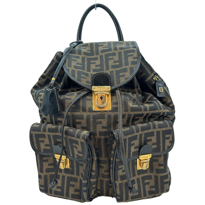 [FENDI] Fendi 
 Luc Daypack 
 Zukka pattern canvas x leather shoulder handbag 2WAY A5 flap ladies