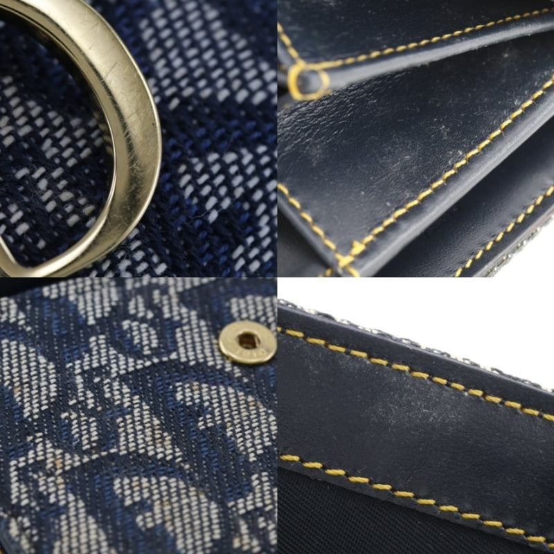 【Dior】クリスチャンディオール
 二つ折り財布
 キャンバス×金メッキ スナップボタン レディース
