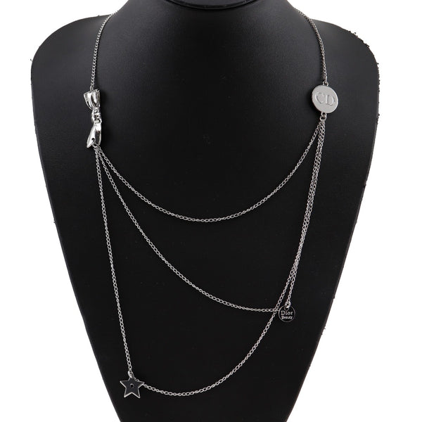 [Dior] Christian Dior 
 3 long necklace necklace 
 Metal about 20.7g Triple Long Necklace Ladies A+Rank