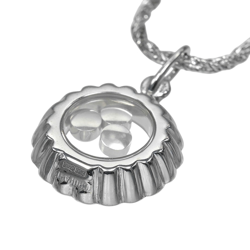 美品 ショパール ハッピーダイヤモンド ネックレス シルバー Chopard】ショパール ハッピーダイヤモンド ラウンド ネックレス