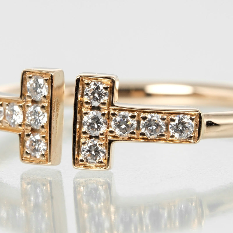 [Tiffany & co.] Tiffany 
 T -wire 15 anillo / anillo 
 K18 Pink Gold x 12p Diamond T Wire Damas A Rank