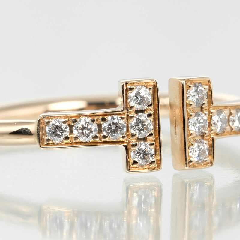 [Tiffany & co.] Tiffany 
 T -wire 15 anillo / anillo 
 K18 Pink Gold x 12p Diamond T Wire Damas A Rank