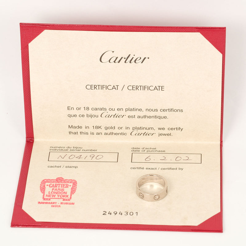 [Cartier] Cartier 
 Amor 9.5 anillo / anillo 
 K18 Gold blanco aproximadamente 6.75 g Love Love Love Damas A Rank