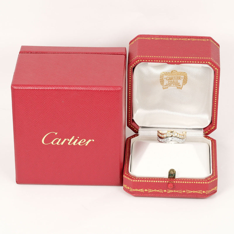 [Cartier] Cartier 
 Neptuno No. 9 Anillo / anillo 
 K18 oro x diamante x yg wg aproximadamente 8.24g neptuno 2 filas damas un rango