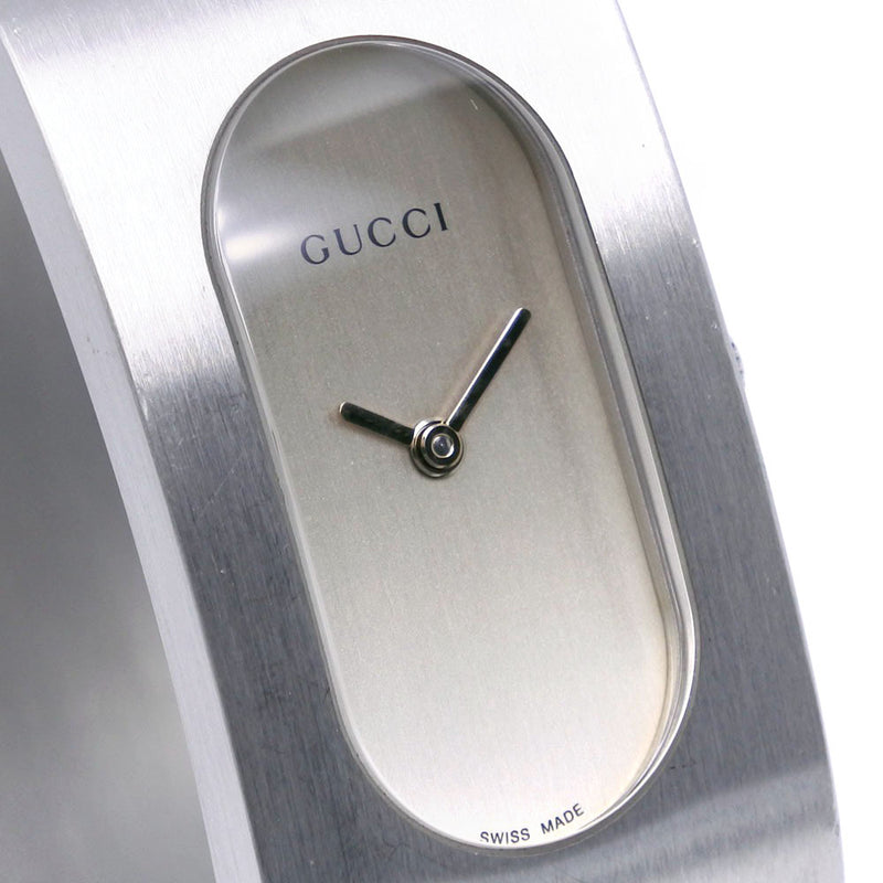 [Gucci] Gucci 
 mirar 
 Damas de dial de plata de color analógico de cuarzo de acero inoxidable 2400L