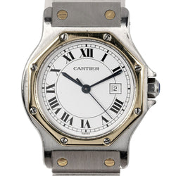 [Cartier] Cartier Santo Suscutogon MM Watch Automático de acero inoxidable Dial blanco Santos Octágono MM