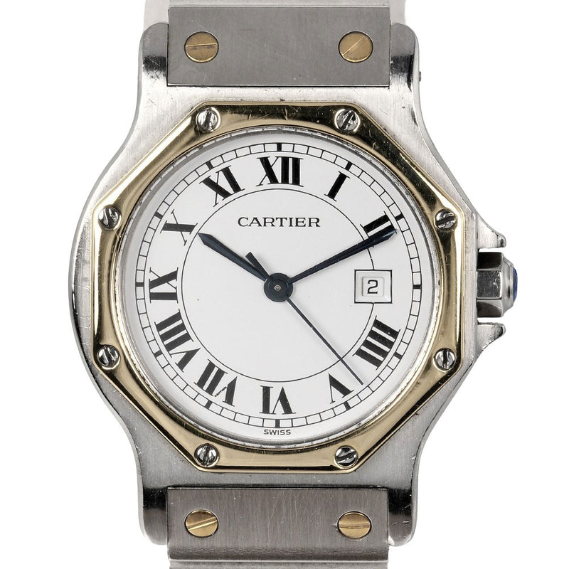 [Cartier] Cartier Santos Ostagon MM Watch Stainless Steel Mechanical Automatic White dial Santos Octagon MM Boys