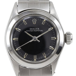 [Rolex] Rolex Oysterpetur Petual Watch Cal.1161 6618 Damas de ostras perpetuas de dial negro de acero inoxidable de acero inoxidable