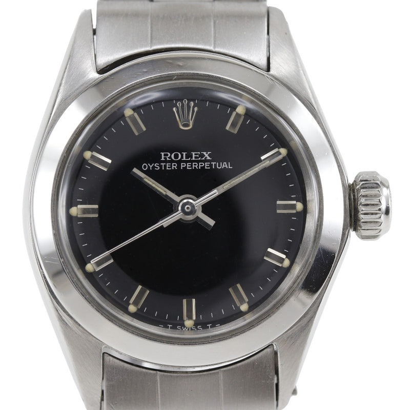 [Rolex] rolex 
 Reloj del propósito de las ostras 
 Cal.1161 6618 Damas perpetuas de Oyster de dial negro de acero inoxidable de acero inoxidable